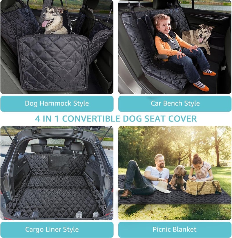 comwish Truck Dog Seat Cover for Pickup Back Seat | Mesh Window & Seat Belt | 100% Waterproof Dog Hammock for Car Safe Travel with Side Door Protectors | Non-Slip, Scratchproof Pet Rear Seat Cover - Image 4